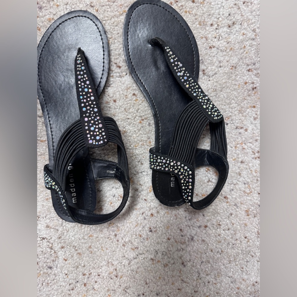 Madden Girl Black Strappy Slide Sandals